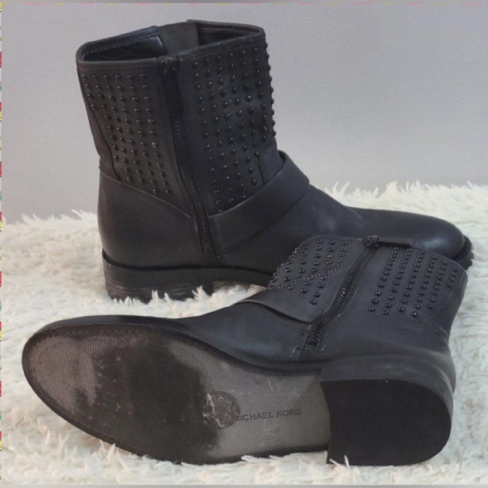 MICHAEL KORS REEVES STUDDED MOTO BOOTS - Picture 4 of 8